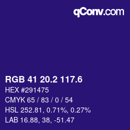 カラーコード: RGB 41 20.2 117.6 | qconv.com