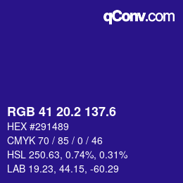 カラーコード: RGB 41 20.2 137.6 | qconv.com