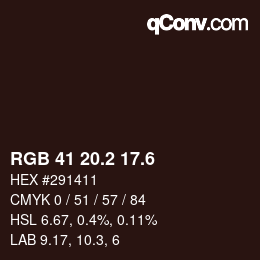 カラーコード: RGB 41 20.2 17.6 | qconv.com