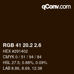 カラーコード: RGB 41 20.2 2.6 | qconv.com