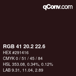 カラーコード: RGB 41 20.2 22.6 | qconv.com
