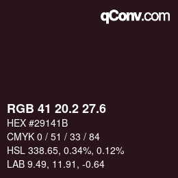 カラーコード: RGB 41 20.2 27.6 | qconv.com