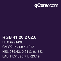 カラーコード: RGB 41 20.2 62.6 | qconv.com