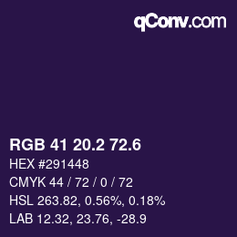 カラーコード: RGB 41 20.2 72.6 | qconv.com