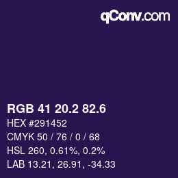 カラーコード: RGB 41 20.2 82.6 | qconv.com