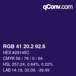 カラーコード: RGB 41 20.2 92.6 | qconv.com
