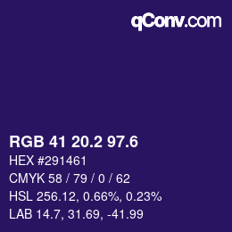 カラーコード: RGB 41 20.2 97.6 | qconv.com