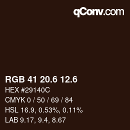 カラーコード: RGB 41 20.6 12.6 | qconv.com