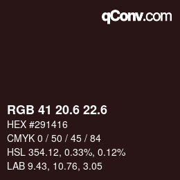 カラーコード: RGB 41 20.6 22.6 | qconv.com