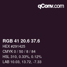 カラーコード: RGB 41 20.6 37.6 | qconv.com