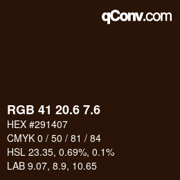 カラーコード: RGB 41 20.6 7.6 | qconv.com