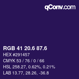 カラーコード: RGB 41 20.6 87.6 | qconv.com
