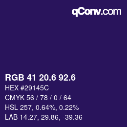 カラーコード: RGB 41 20.6 92.6 | qconv.com