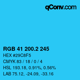 カラーコード: RGB 41 200.2 245 | qconv.com
