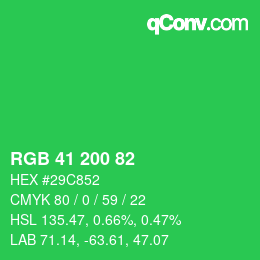 Farbcode: RGB 41 200 82 | qconv.com