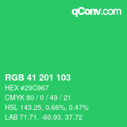Color code: RGB 41 201 103 | qconv.com