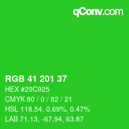 Color code: RGB 41 201 37 | qconv.com