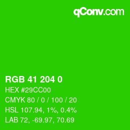 カラーコード: RGB 41 204 0 | qconv.com