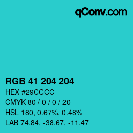 Color code: RGB 41 204 204 | qconv.com