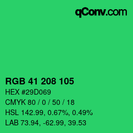 カラーコード: RGB 41 208 105 | qconv.com