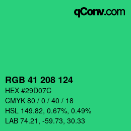 Farbcode: RGB 41 208 124 | qconv.com
