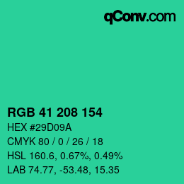 Color code: RGB 41 208 154 | qconv.com