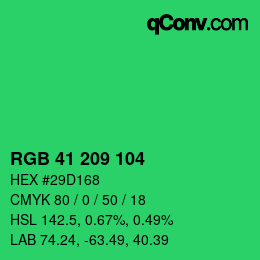 Color code: RGB 41 209 104 | qconv.com
