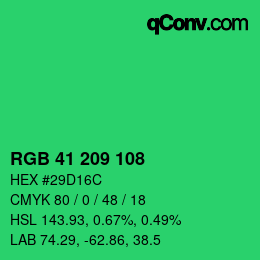 颜色代码: RGB 41 209 108 | qconv.com