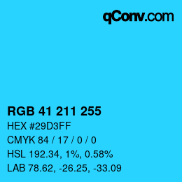 Color code: RGB 41 211 255 | qconv.com