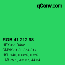 カラーコード: RGB 41 212 98 | qconv.com