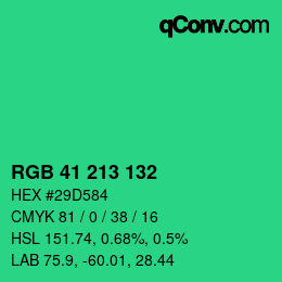 Color code: RGB 41 213 132 | qconv.com