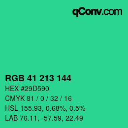 Color code: RGB 41 213 144 | qconv.com