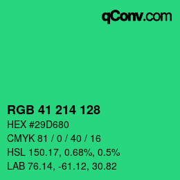 Color code: RGB 41 214 128 | qconv.com