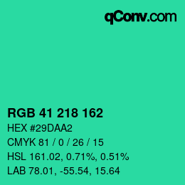 Color code: RGB 41 218 162 | qconv.com