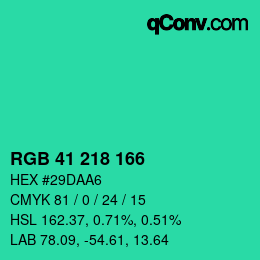 カラーコード: RGB 41 218 166 | qconv.com