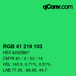 Color code: RGB 41 219 103 | qconv.com