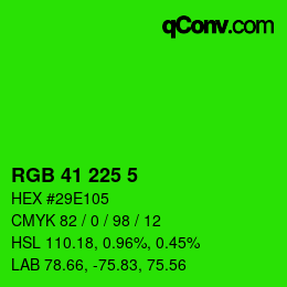 Color code: RGB 41 225 5 | qconv.com