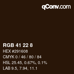 Color code: RGB 41 22 8 | qconv.com