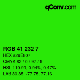 Color code: RGB 41 232 7 | qconv.com