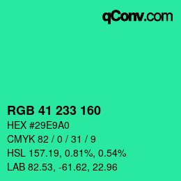 Color code: RGB 41 233 160 | qconv.com