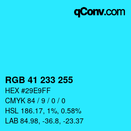 Color code: RGB 41 233 255 | qconv.com