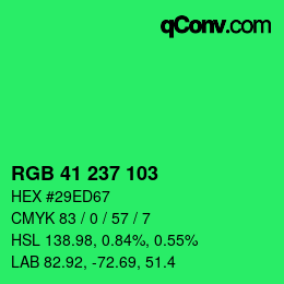Color code: RGB 41 237 103 | qconv.com