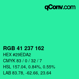 Color code: RGB 41 237 162 | qconv.com
