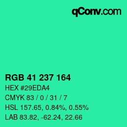 Color code: RGB 41 237 164 | qconv.com