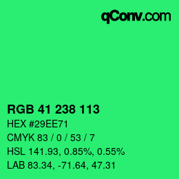 Color code: RGB 41 238 113 | qconv.com
