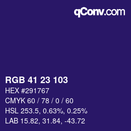 カラーコード: RGB 41 23 103 | qconv.com