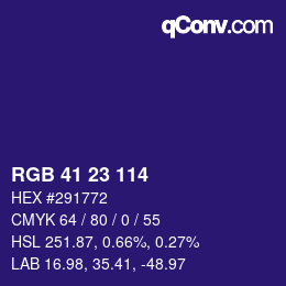 Color code: RGB 41 23 114 | qconv.com