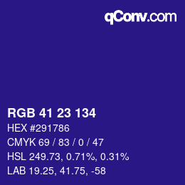 カラーコード: RGB 41 23 134 | qconv.com