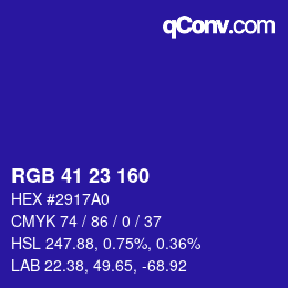 Color code: RGB 41 23 160 | qconv.com