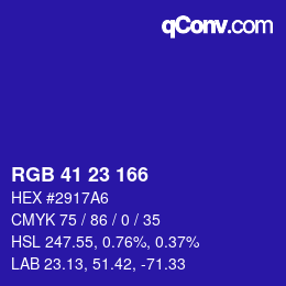 颜色代码: RGB 41 23 166 | qconv.com